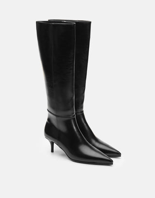 İnce Topuklu Sivri Burun Çizme | Naya - Siyah - Jorbinol