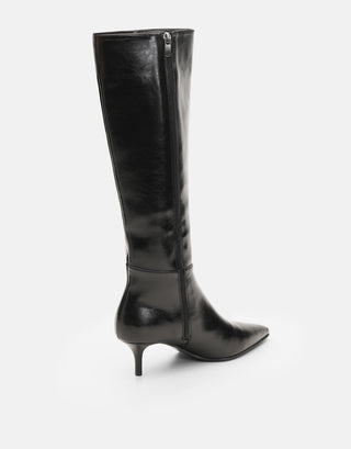 İnce Topuklu Sivri Burun Çizme | Naya - Siyah - Jorbinol