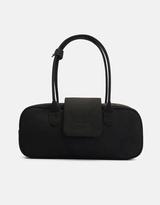 Kapaklı Süet Çanta | Rule - Siyah - Jorbinol