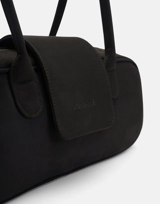 Kapaklı Süet Çanta | Rule - Siyah - Jorbinol