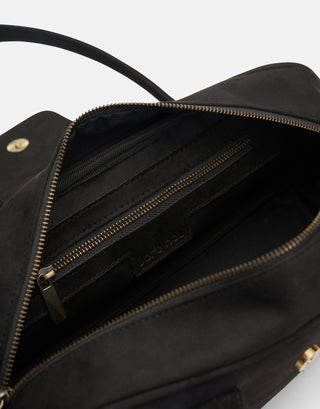 Kapaklı Süet Çanta | Rule - Siyah - Jorbinol