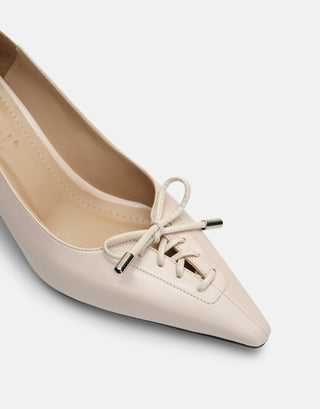 Rugan Bağcık Detaylı Topuklu Ayakkabı | Kate - Bej - Jorbinol