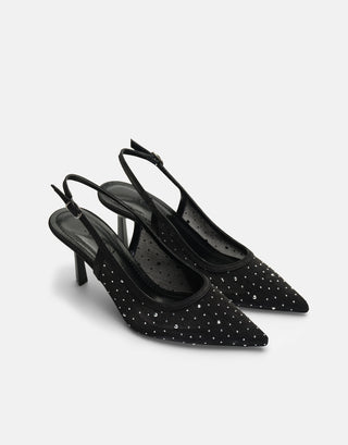 Taş Detaylı Topuklu Ayakkabı | Seta - Siyah - Jorbinol