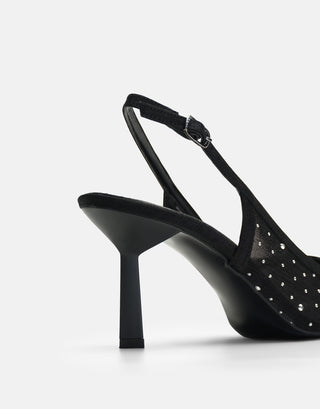 Taş Detaylı Topuklu Ayakkabı | Seta - Siyah - Jorbinol