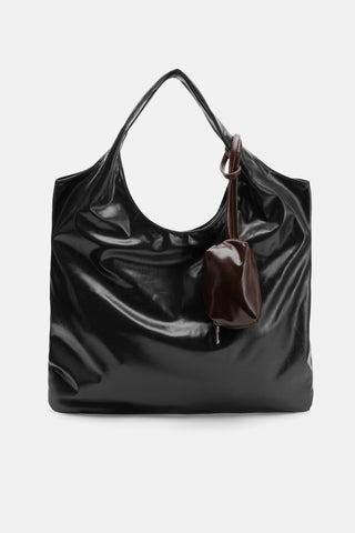 Suni Deri Büyük Çanta | Mini El Çantası ile - Siyah - Jorbinol