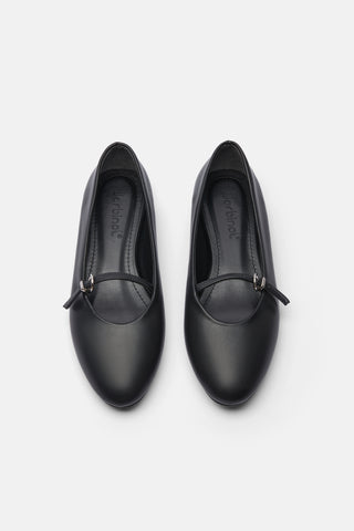 Tek Bantlı Yuvarlak Burun Babet | Celine - Siyah