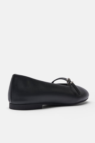 Tek Bantlı Yuvarlak Burun Babet | Celine - Siyah