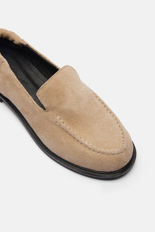 Büzgülü Gerçek Deri Loafer | Como - Bej