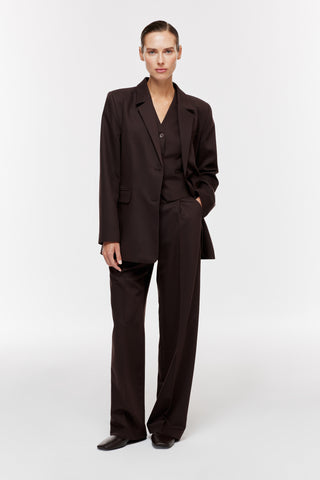 Kruvaze Oversize Blazer Ceket - Kahverengi