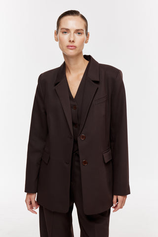 Kruvaze Oversize Blazer Ceket - Kahverengi