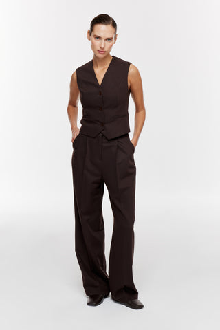 Geniş Paça Palazzo Pantolon - Kahverengi