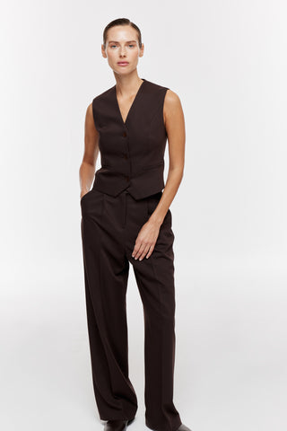 Geniş Paça Palazzo Pantolon - Kahverengi