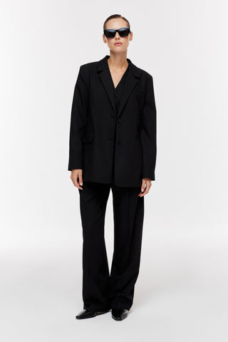 Kruvaze Oversize Blazer Ceket - Siyah