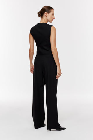 V Yaka Blazer Yelek - Siyah