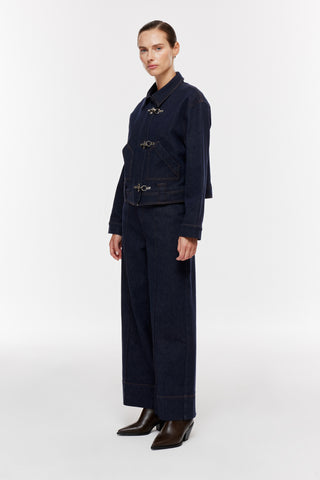 Aksesuar Detaylı Denim Ceket - Lacivert