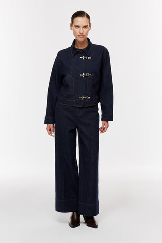 Aksesuar Detaylı Denim Ceket - Lacivert