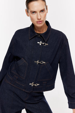 Aksesuar Detaylı Denim Ceket - Lacivert