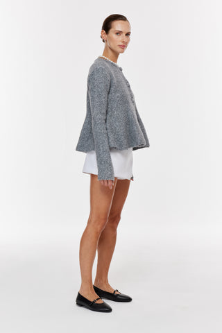 Peplum Düğmeli̇ Tri̇ko Hırka - Füme