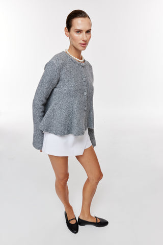 Peplum Düğmeli̇ Tri̇ko Hırka - Füme