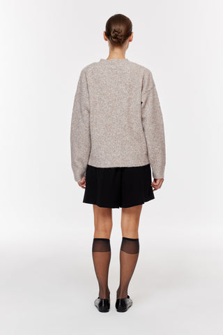 Bisiklet Yaka Oversize Triko Kazak - Vizon