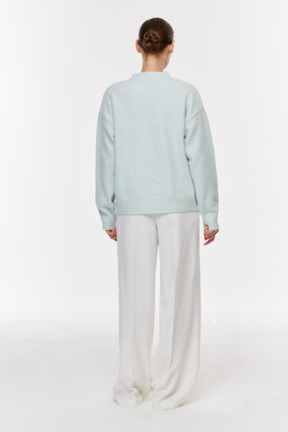 Bisiklet Yaka Oversize Triko Kazak - Mavi