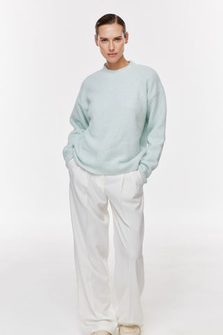 Bisiklet Yaka Oversize Triko Kazak - Mavi
