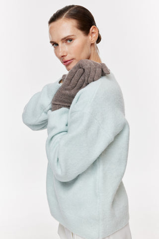 Bisiklet Yaka Oversize Triko Kazak - Mavi