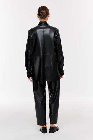 Kemerli Deri Pantolon - Siyah