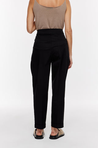 Çift Pileli Gabardin Pantolon - Siyah