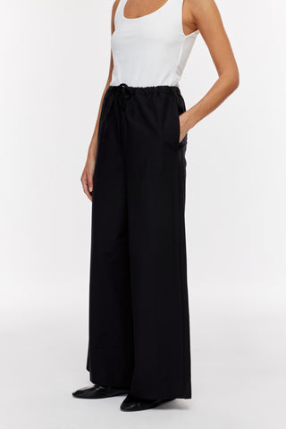 Straight Poplin Pantolon - Siyah