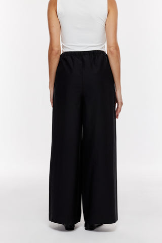 Straight Poplin Pantolon - Siyah