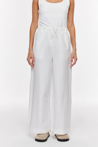 Straight Poplin Pantolon - Beyaz