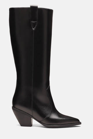 Buckle Block Heel Boots | Aria - Black