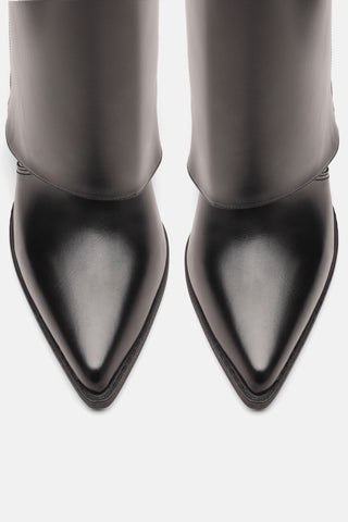 Buckle Block Heel Boots | Aria - Black