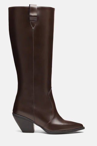 Buckle Block Heel Boots | Aria - Brown