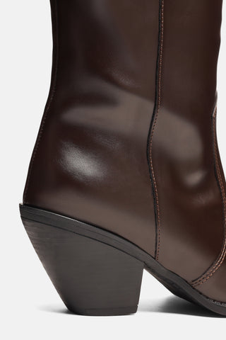 Buckle Block Heel Boots | Aria - Brown