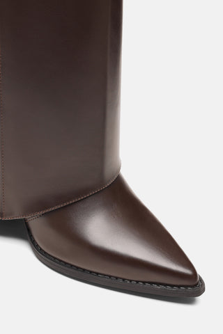 Buckle Block Heel Boots | Aria - Brown