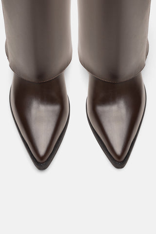 Buckle Block Heel Boots | Aria - Brown