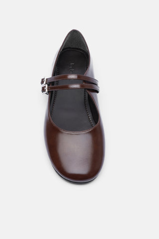 Çift Tokalı Kadın Babet Ayakkabı | Nola - Kahverengi