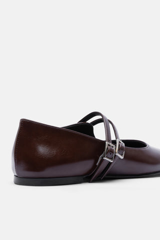 Çift Tokalı Kadın Babet Ayakkabı | Nola - Kahverengi