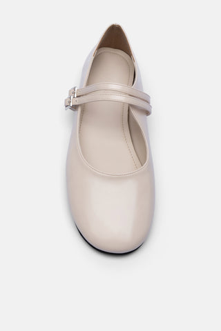 Çift Tokalı Kadın Babet Ayakkabı | Nola - Bej