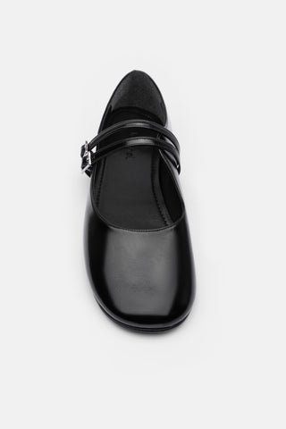 Çift Tokalı Kadın Babet Ayakkabı | Nola - Siyah