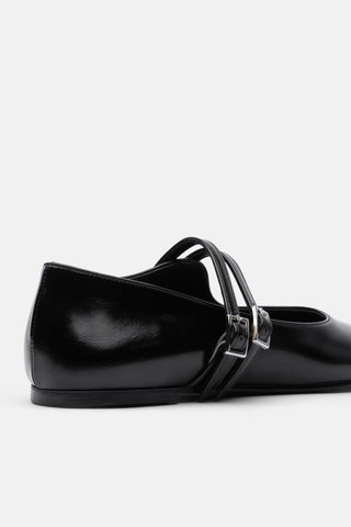 Çift Tokalı Kadın Babet Ayakkabı | Nola - Siyah