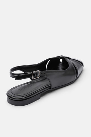 Çapraz Detaylı Düz Kadın Sandalet | Valeri - Siyah