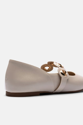 Metal Aksesuarlı Kadın Babet | Luvia - Bej