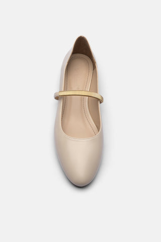 Gold Aksesuarlı Kadın Babet | Miya - Bej