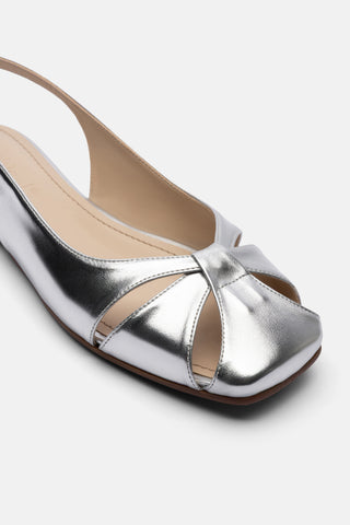 Çapraz Detaylı Düz Kadın Sandalet | Valeri - Gümüş