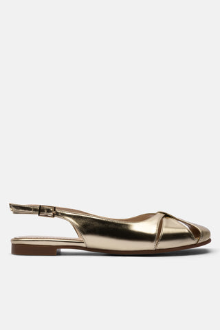 Çapraz Detaylı Düz Kadın Sandalet | Valeri - Gold