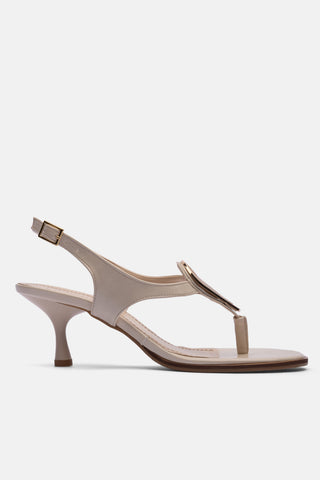 Aksesuarlı Topuklu Kadın Ayakkabı | Velin - Bej