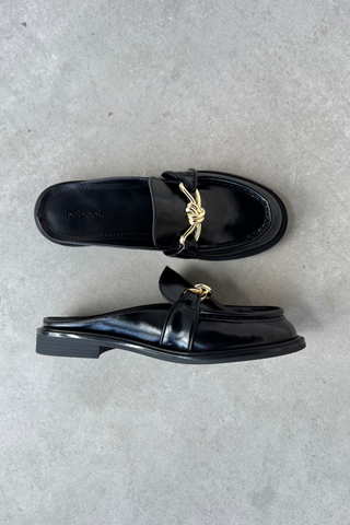 Gold Tokalı Loafer Kadın Terlik | Cess  - Siyah